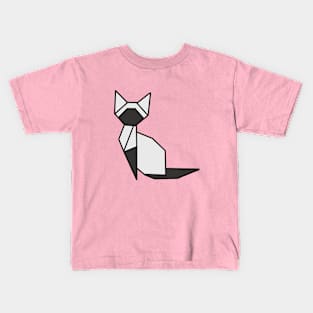 Origami Cat Gray and White Kids T-Shirt